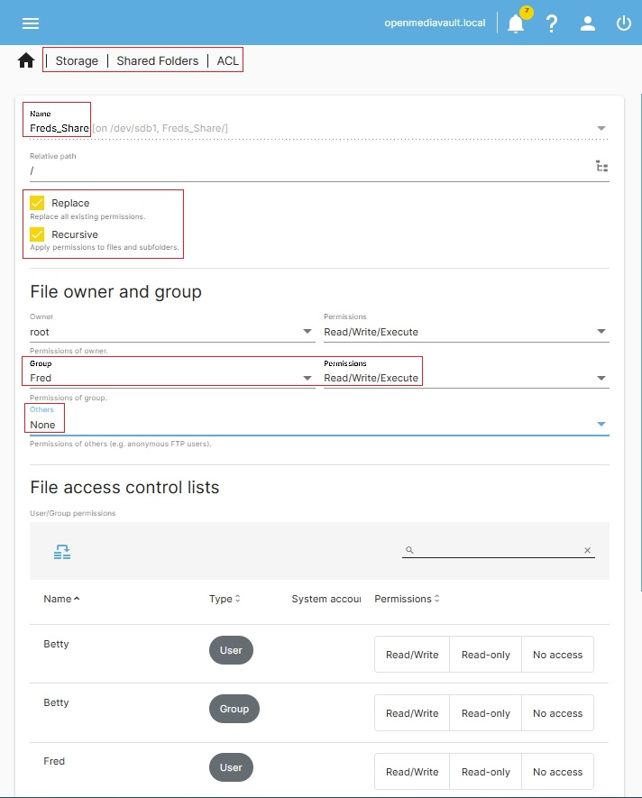 Prywatny dostęp do folderu w OMV