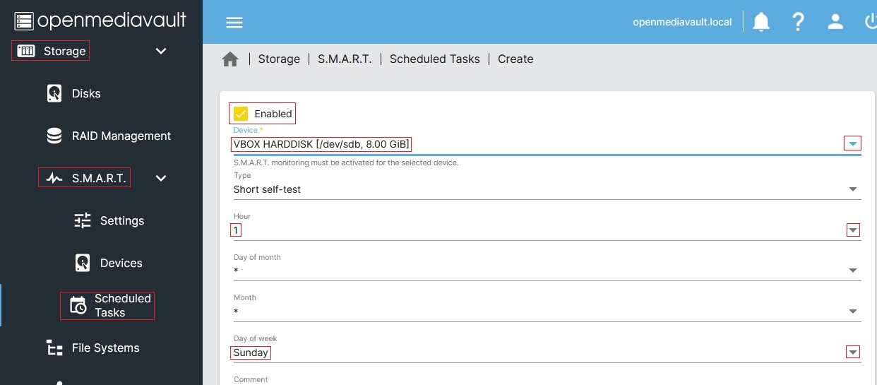 Formularz testu SMART w OMV