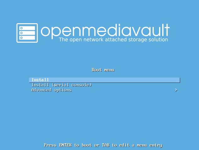 Ekran startowy instalatora OpenMediaVault